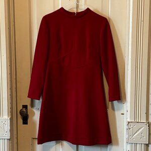 Stunning Vintage Form-Fitting Red Dress w/ Diamond Cut Midsection